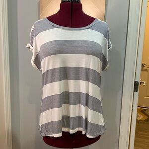 DEPT 222 navy and white scissor back top